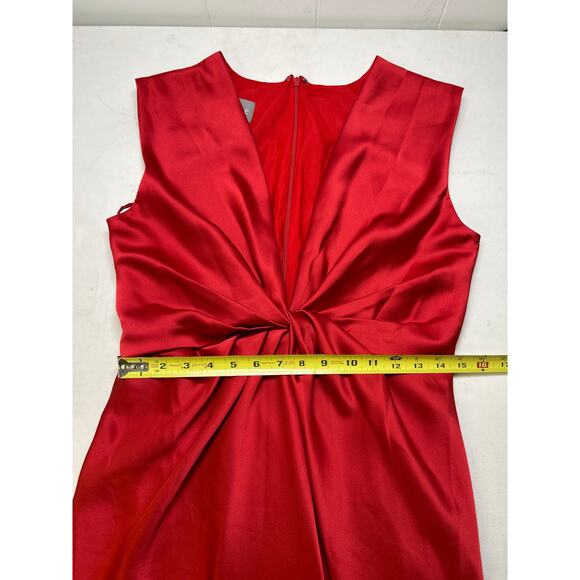 Amsale Fluid satin plunge V-neck twisted front dress in Lipstick Red Sz 10 NWOT - Picture 8 of 14